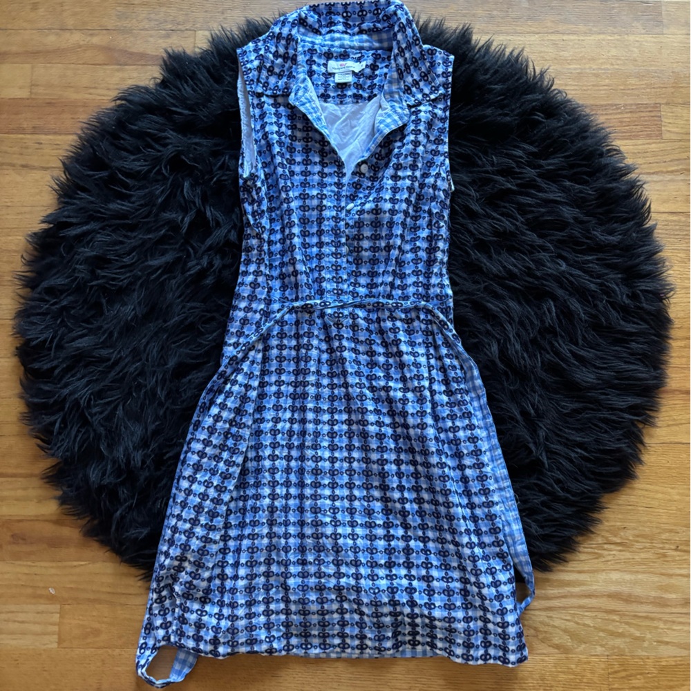 Vineyard Vines Blue and Black Midi Dress